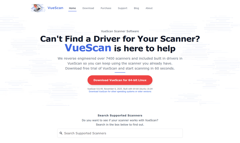 VueScan scanner software interface