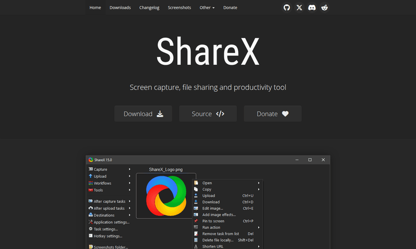 Screenshot of ShareX interface showing capture and annotation tools