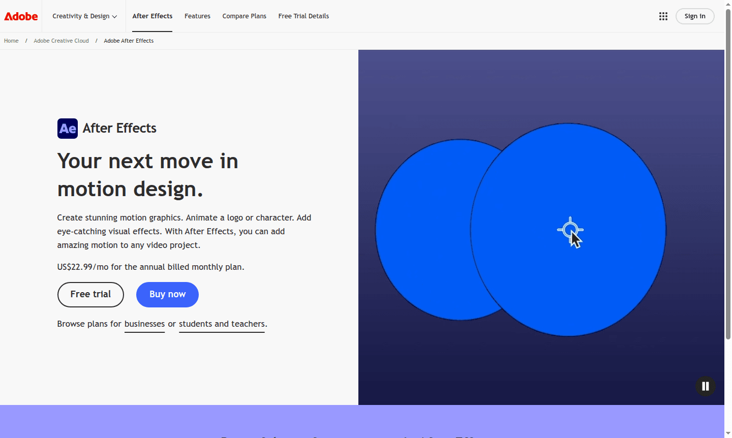 Adobe After Effects software interface