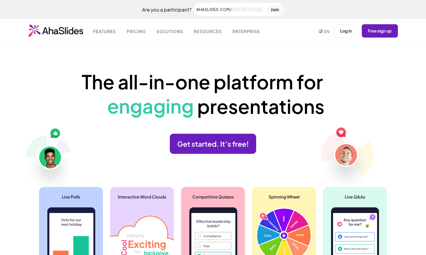 AhaSlides presentation interface