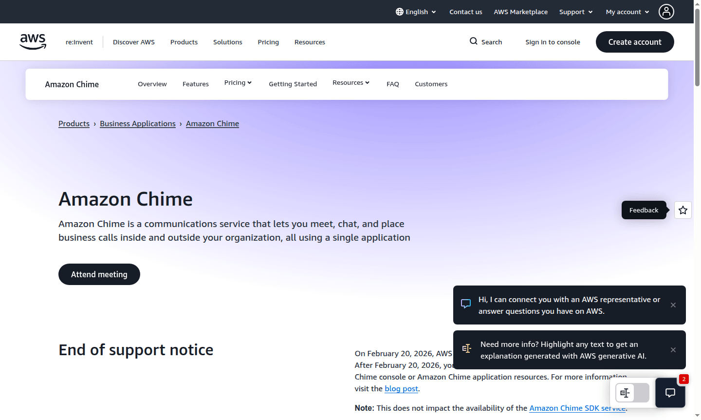 Amazon Chime application screenshot