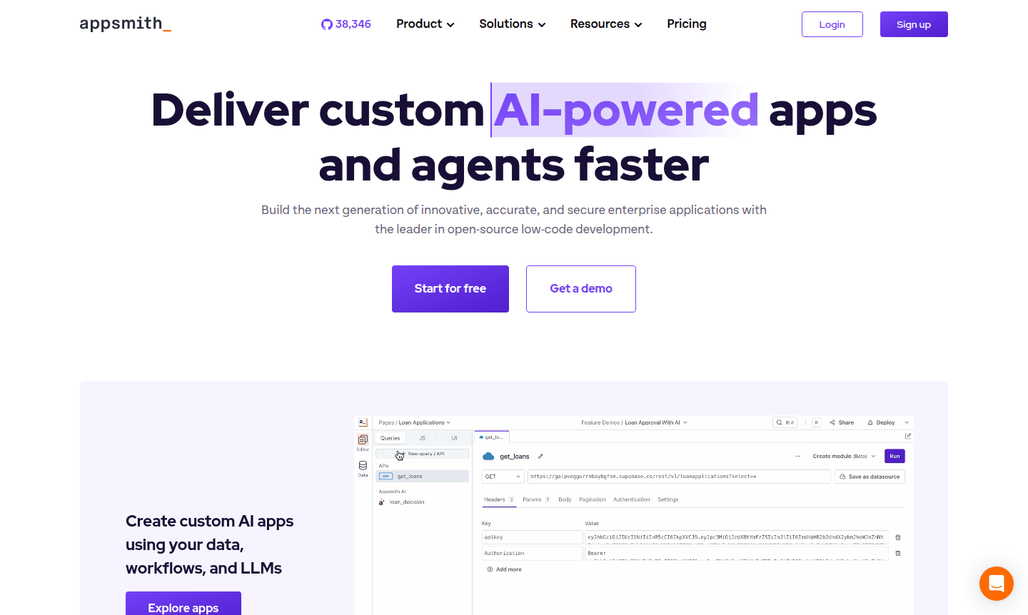 Appsmith application interface