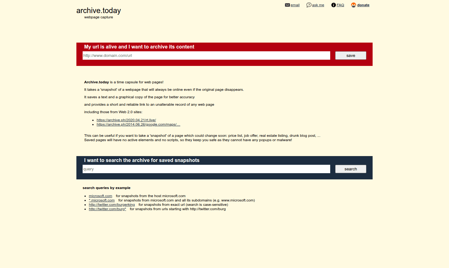 Archive.today interface screenshot