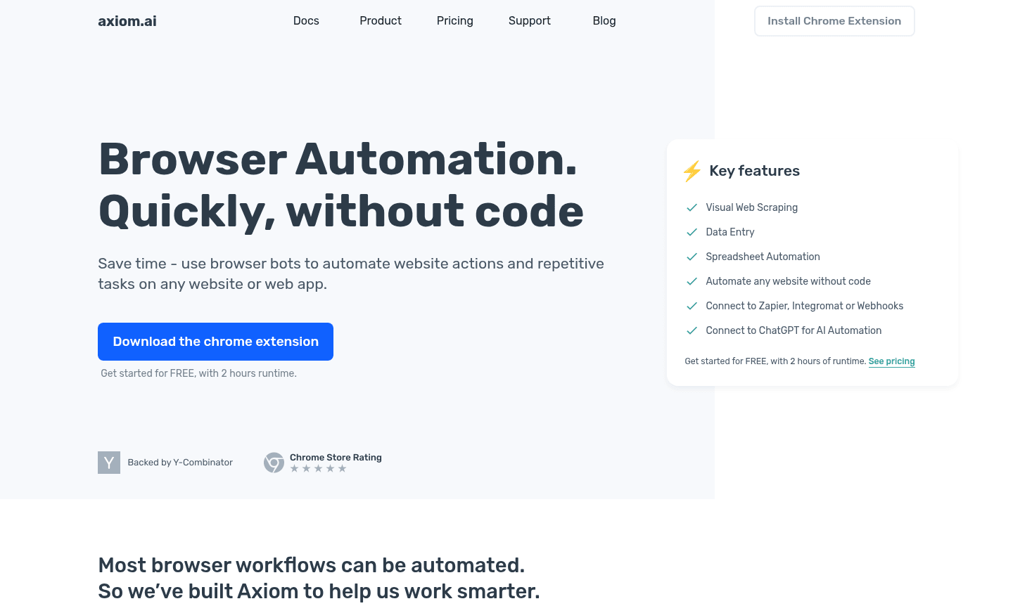 Axiom browser automation tool thumbnail showing workflow automation interface