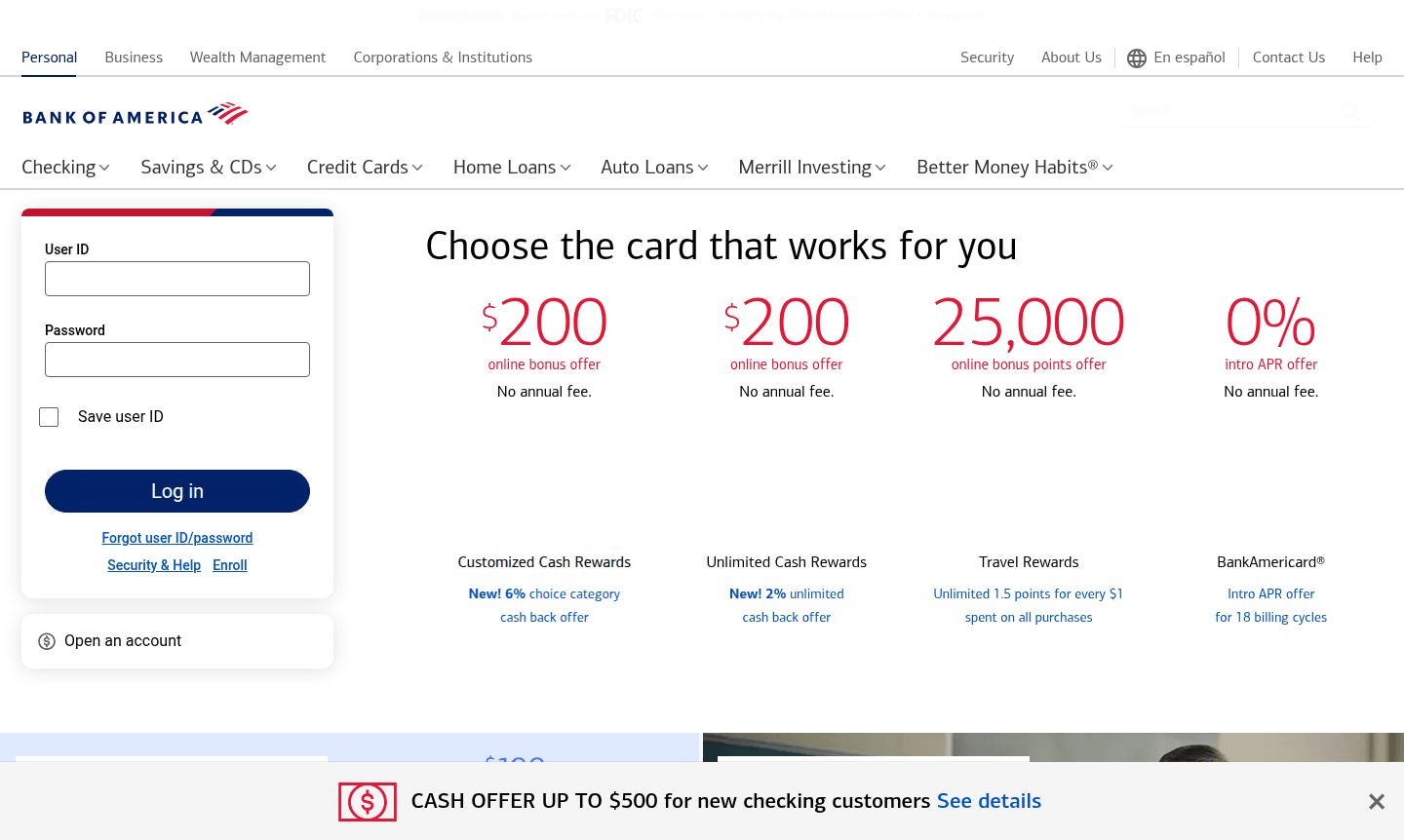 Bank of America financial services