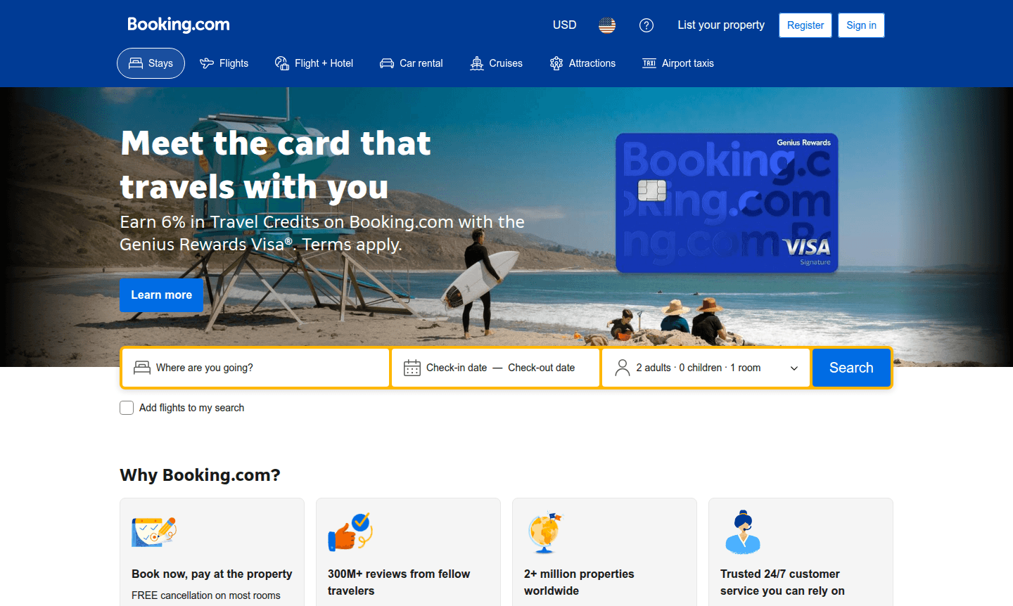 Booking.com website interface