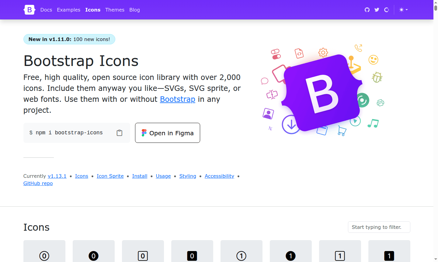 Bootstrap Icons library preview