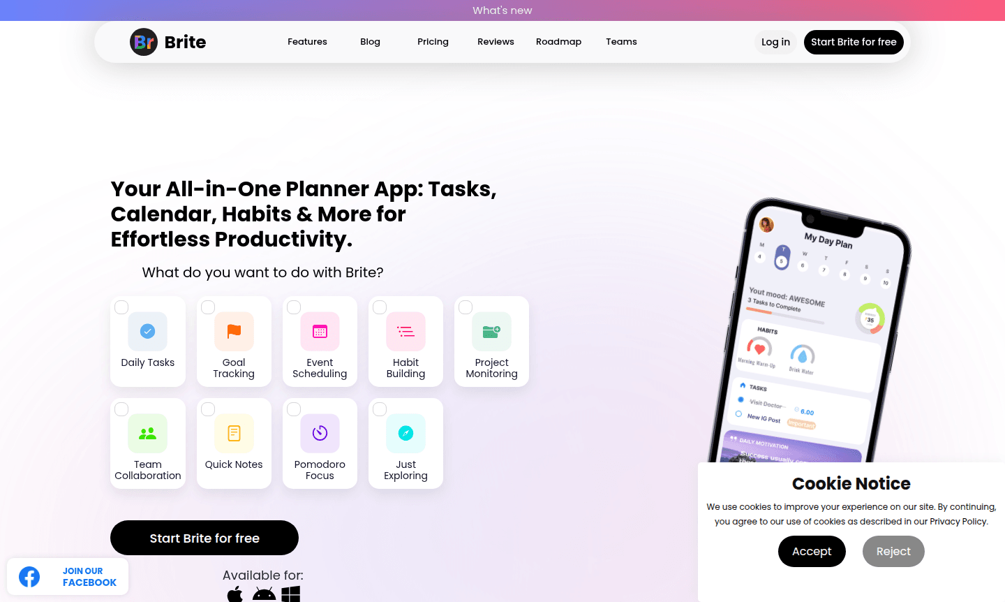 Brite app interface thumbnail