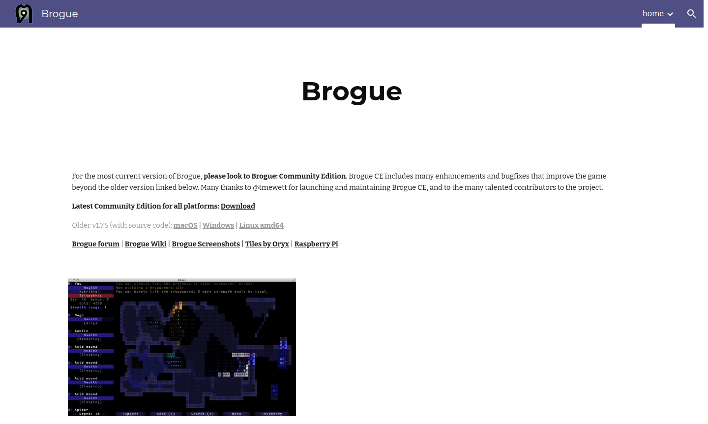 Brogue gameplay screenshot