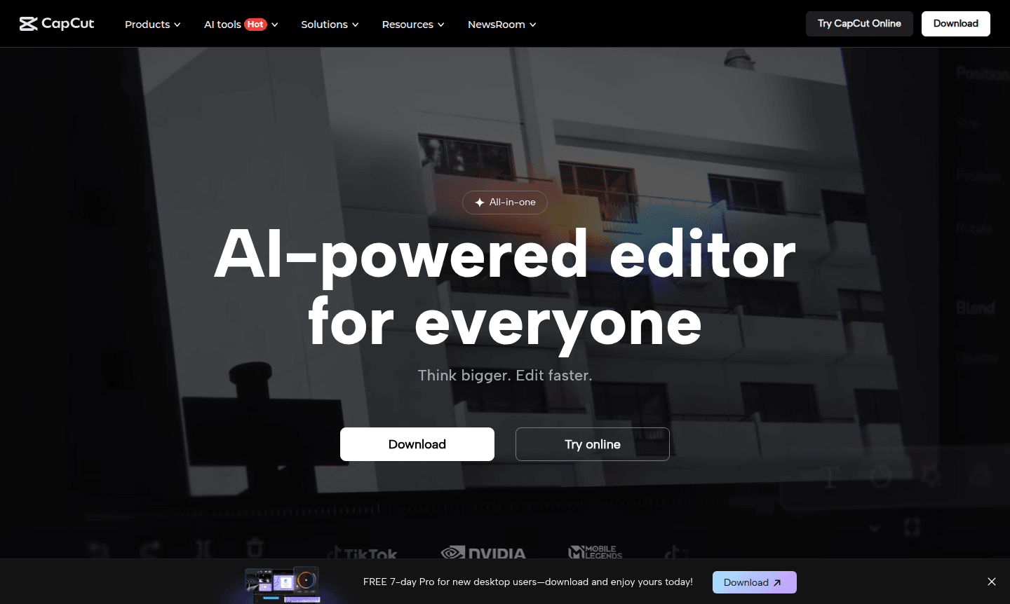 CapCut video editor interface