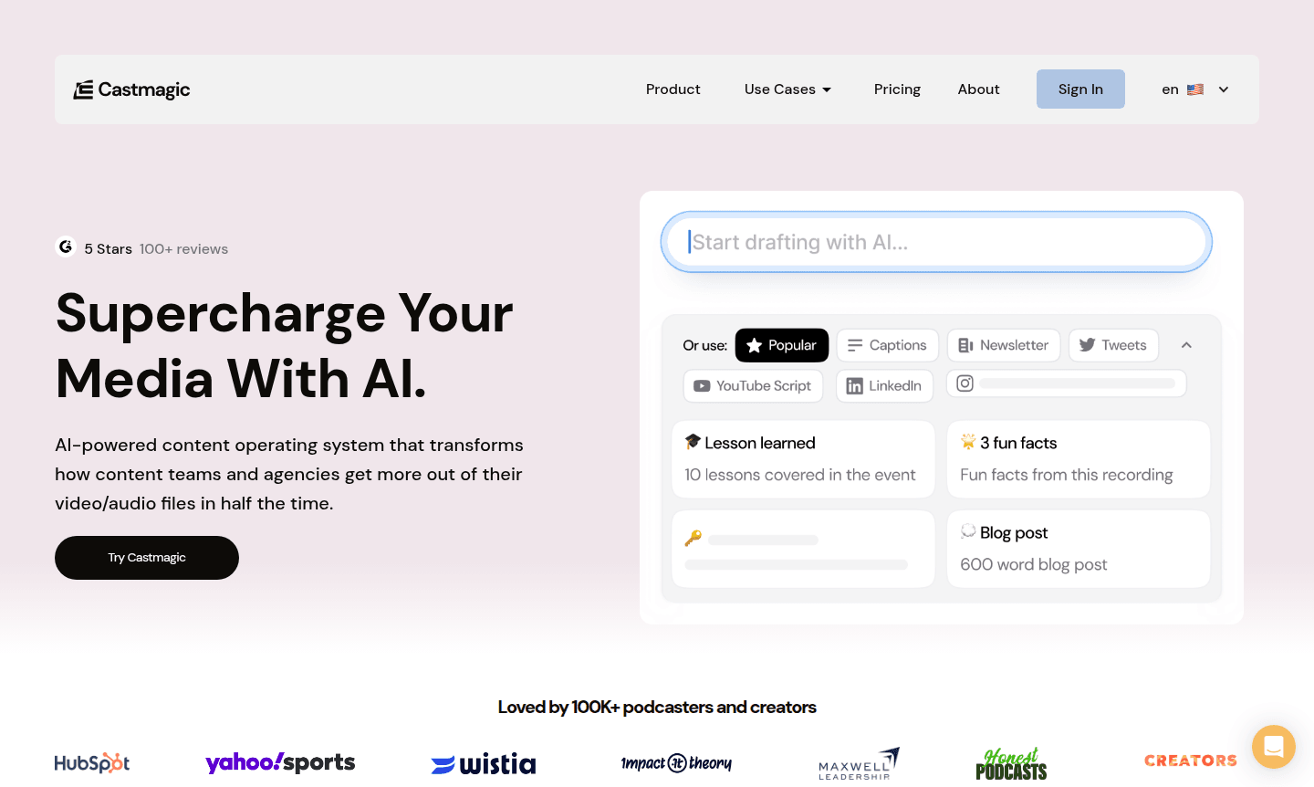 Thumbnail image for Castmagic showing content repurposing workflow