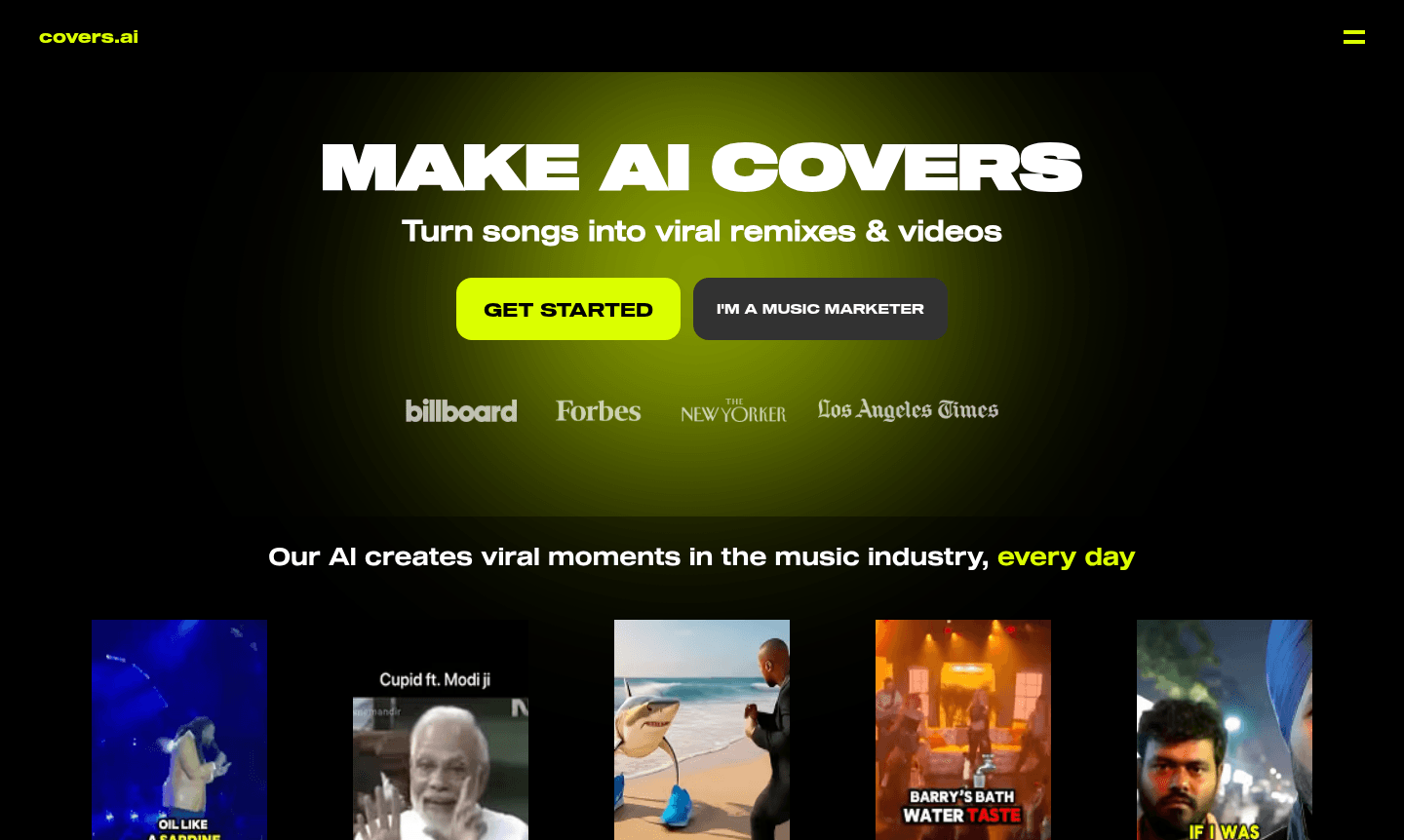 Covers.AI thumbnail image showing music cover creation interface