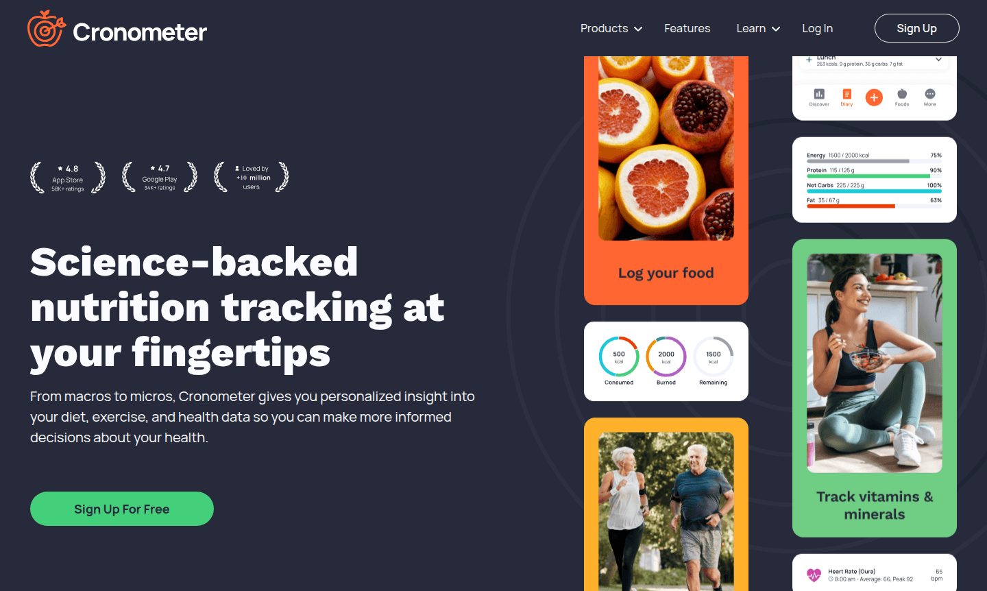 Cronometer app interface
