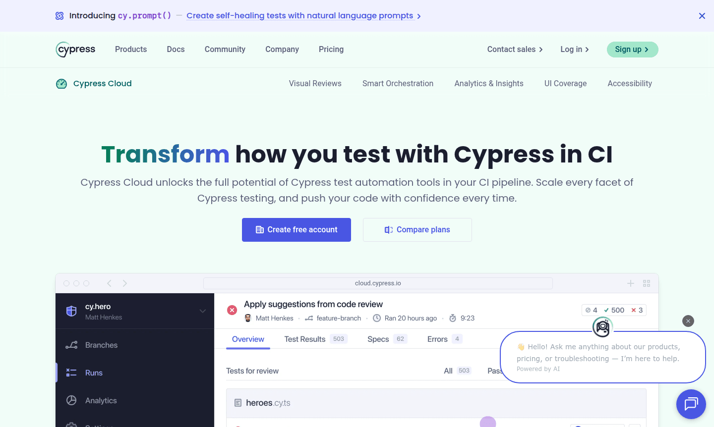 Cypress Cloud feature overview