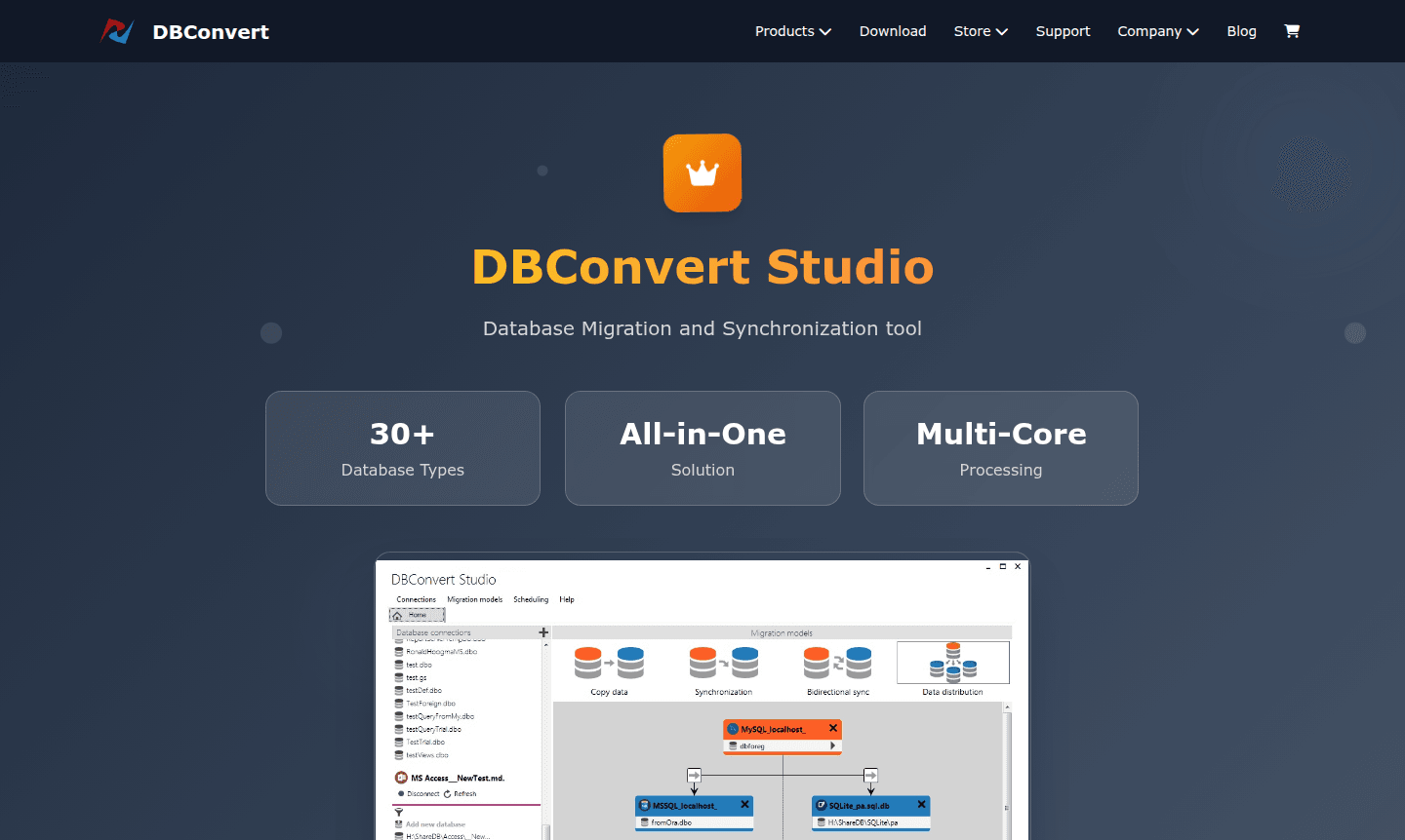 Screenshot of DBConvert Studio interface
