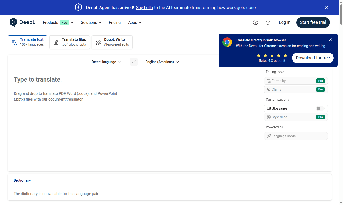 DeepL application interface