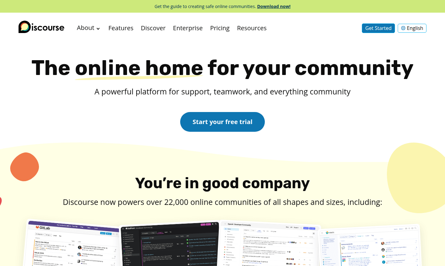 Discourse community platform interface