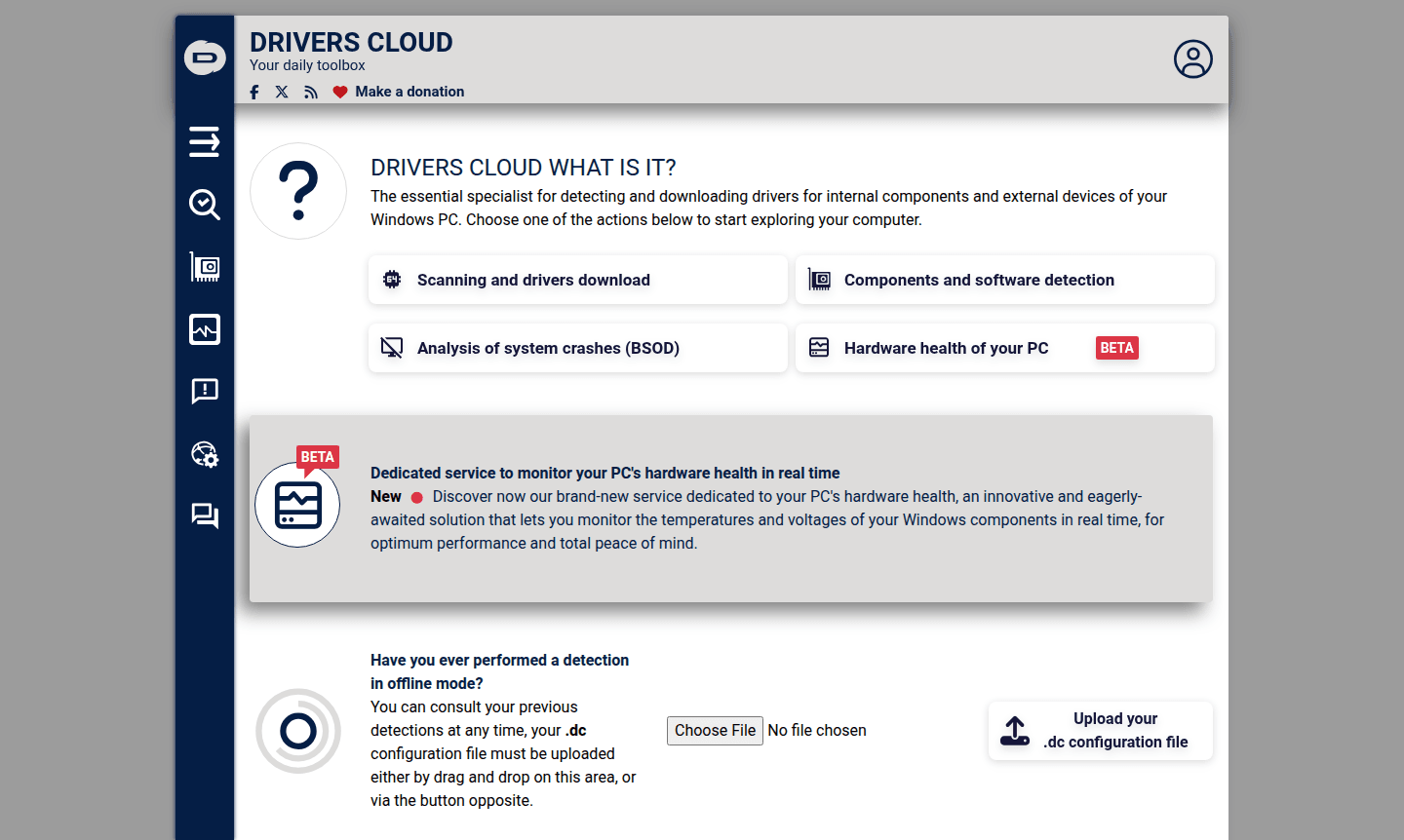Thumbnail image showing DriversCloud interface with driver scanning and update features