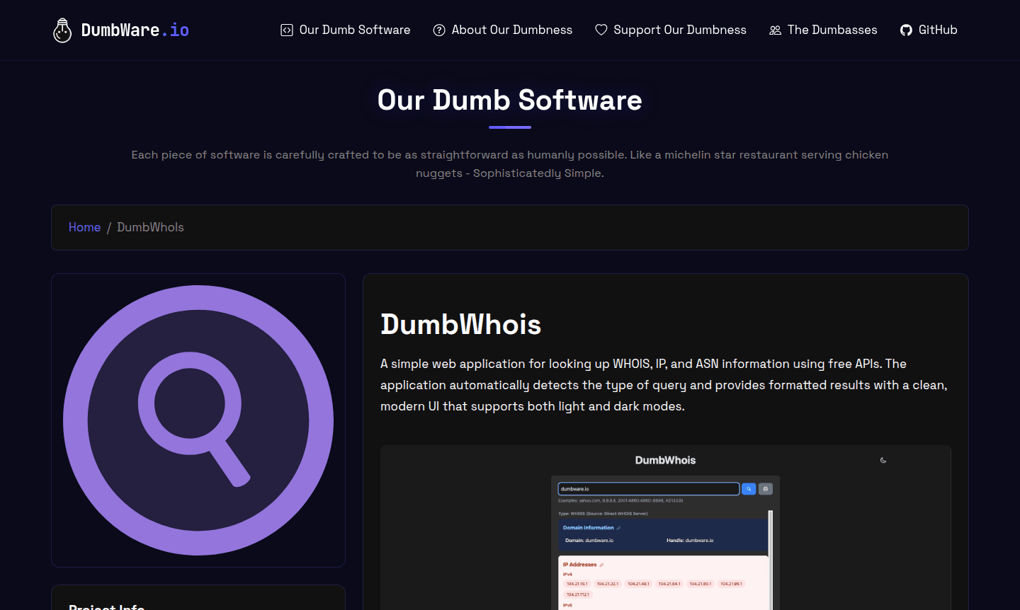 DumbWhois web interface
