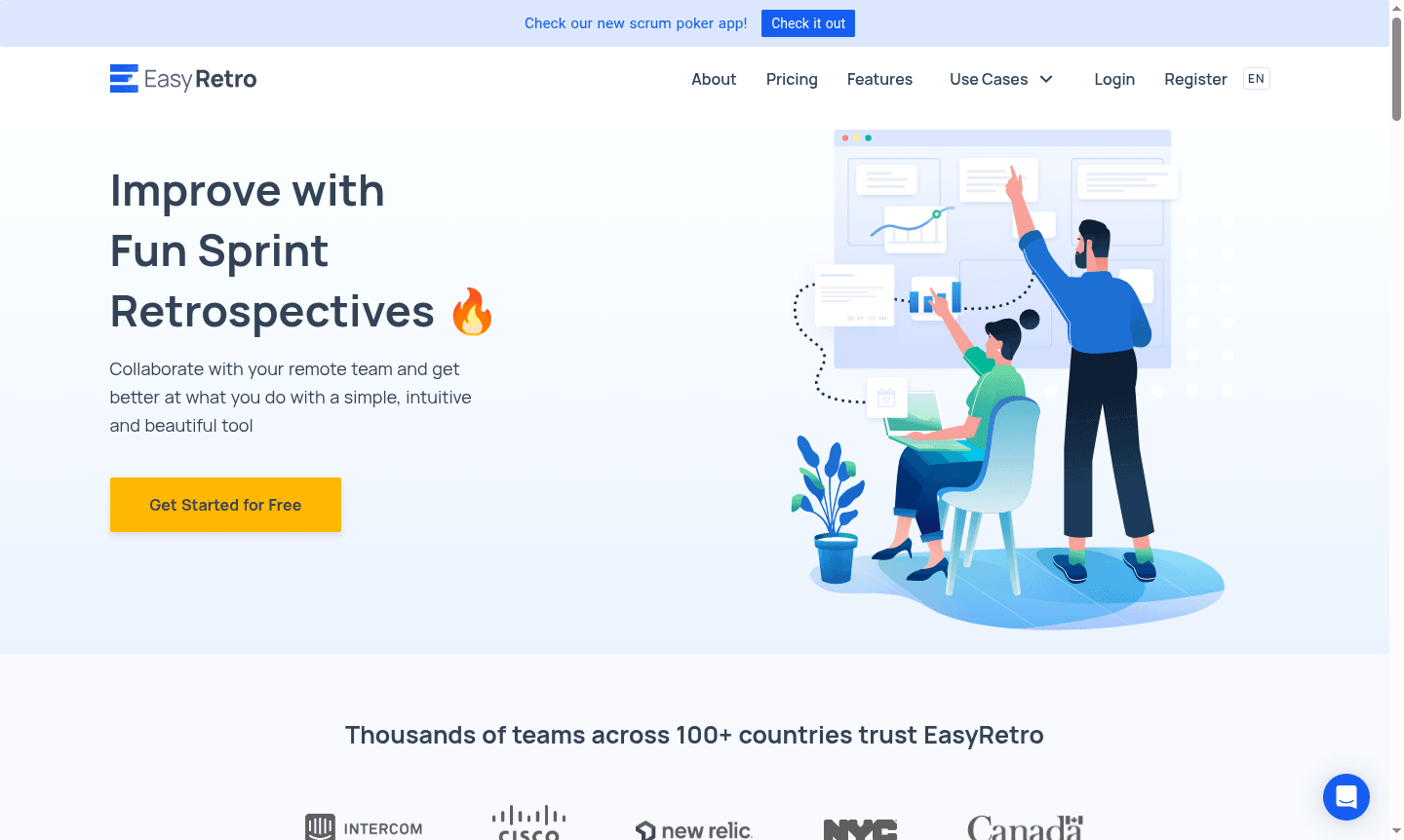 EasyRetro retrospective board example