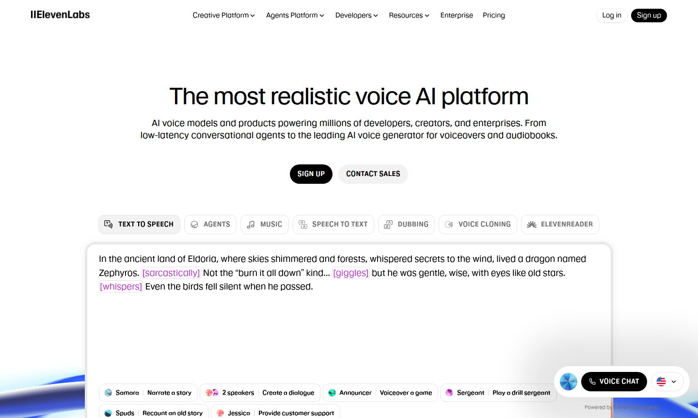 ElevenLabs platform interface