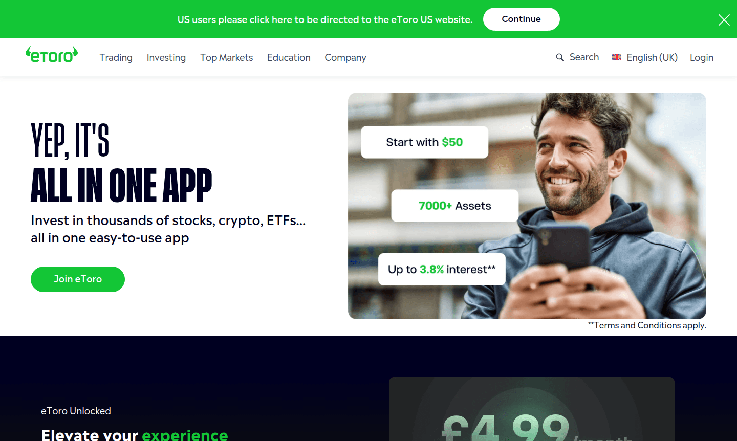 eToro platform interface