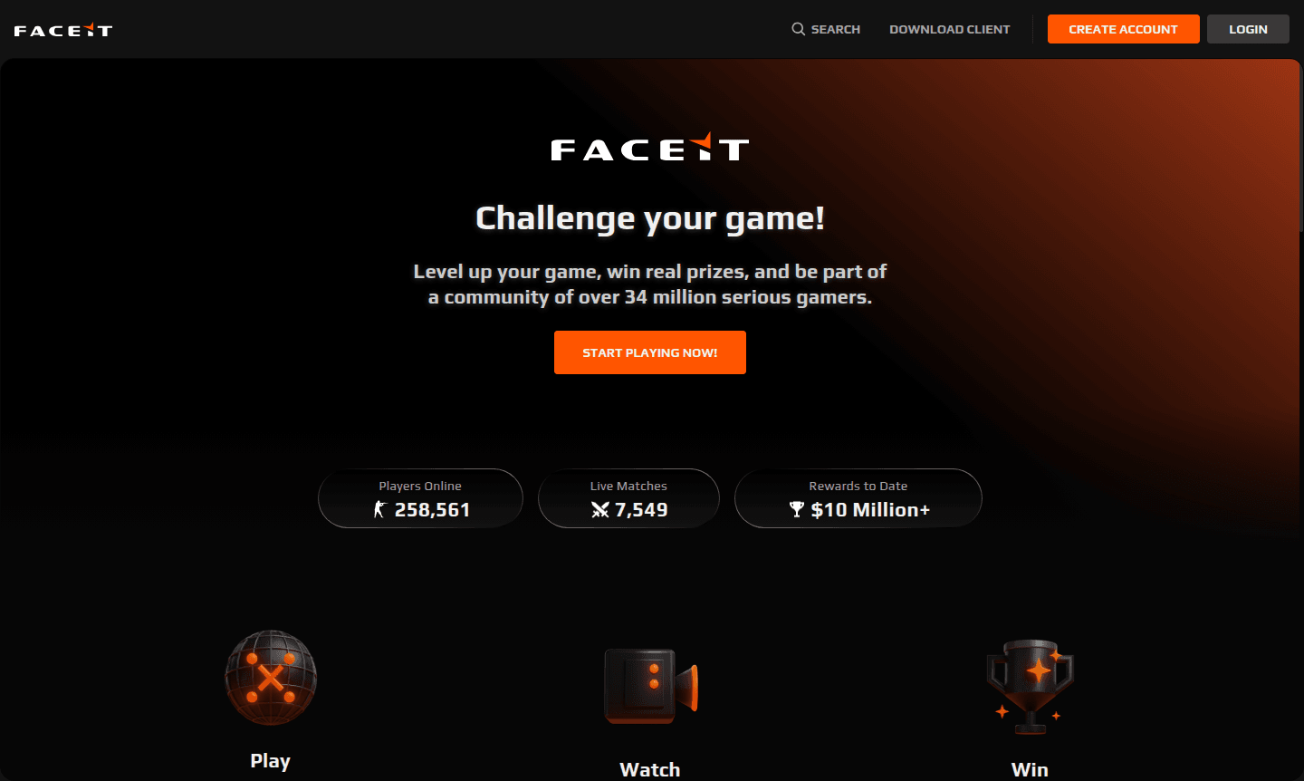 FACEIT platform interface