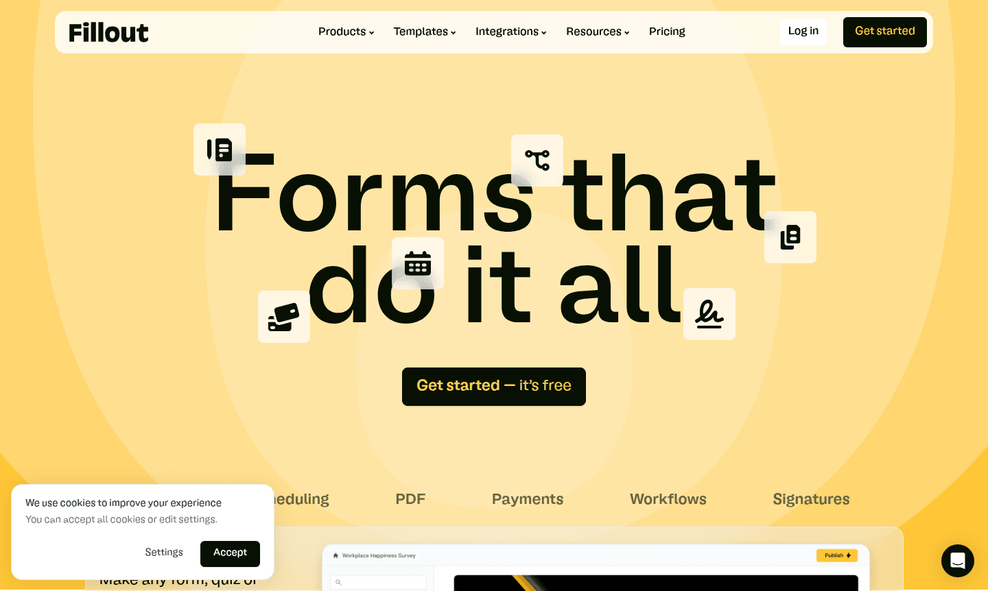 Fillout form builder interface