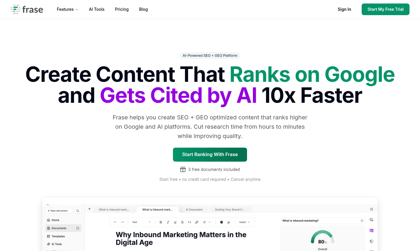 Frase content optimization tool interface