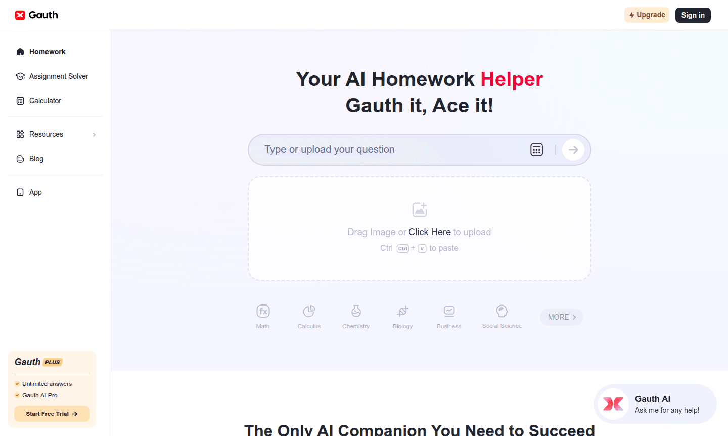 Gauth thumbnail showing the interface for homework solutions