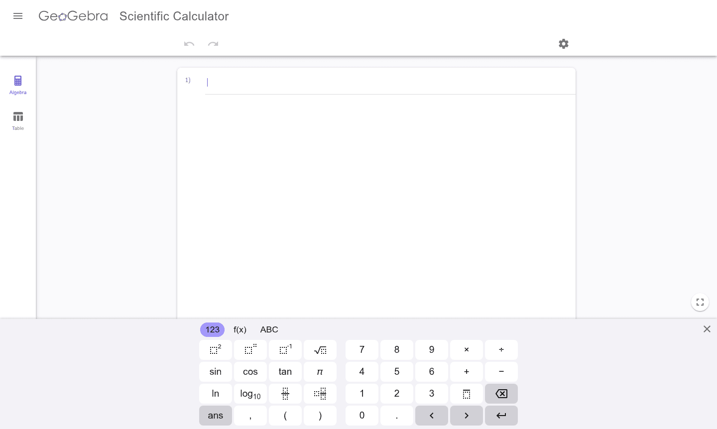 GeoGebra Scientific Calculator interface