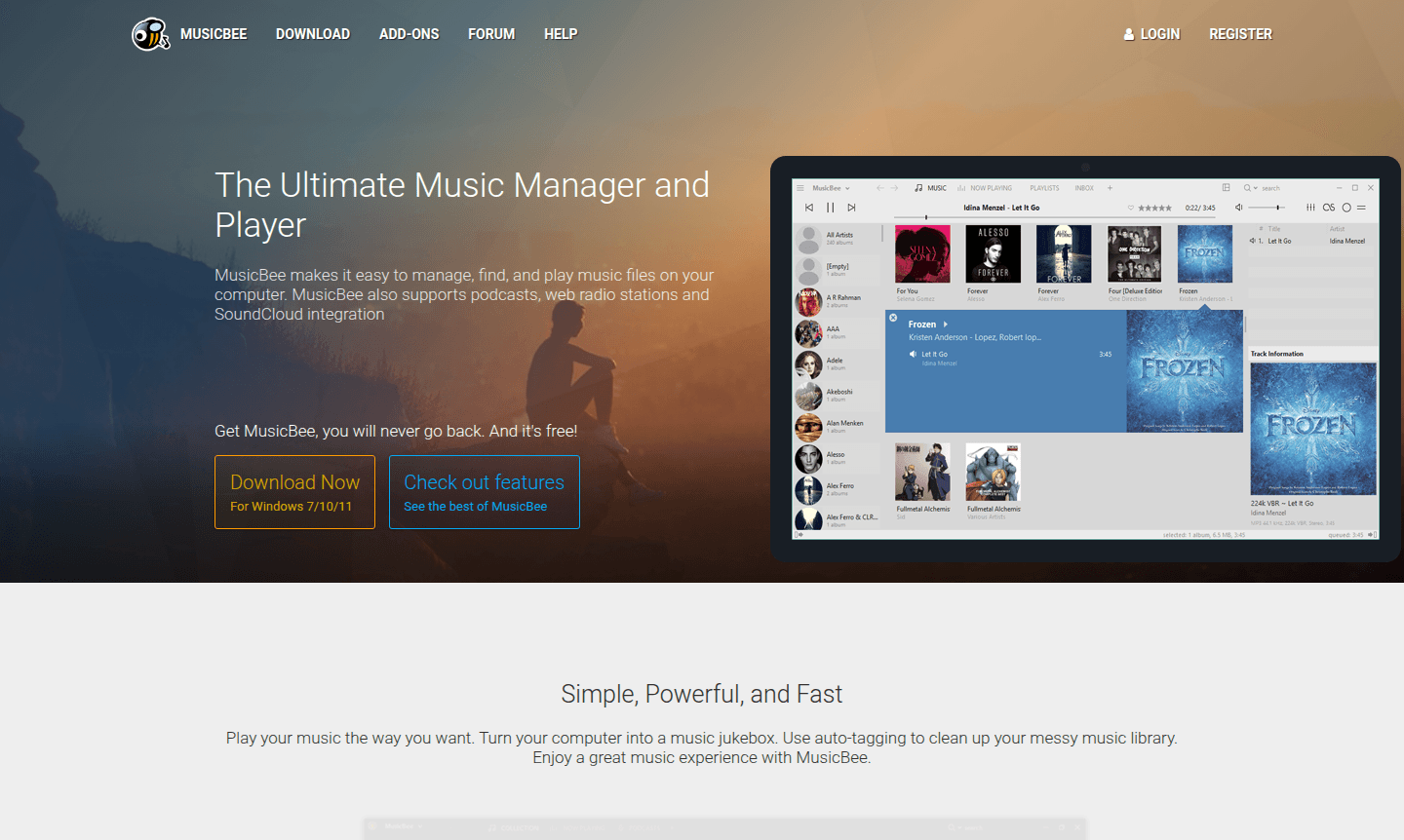 MusicBee application interface showing music library