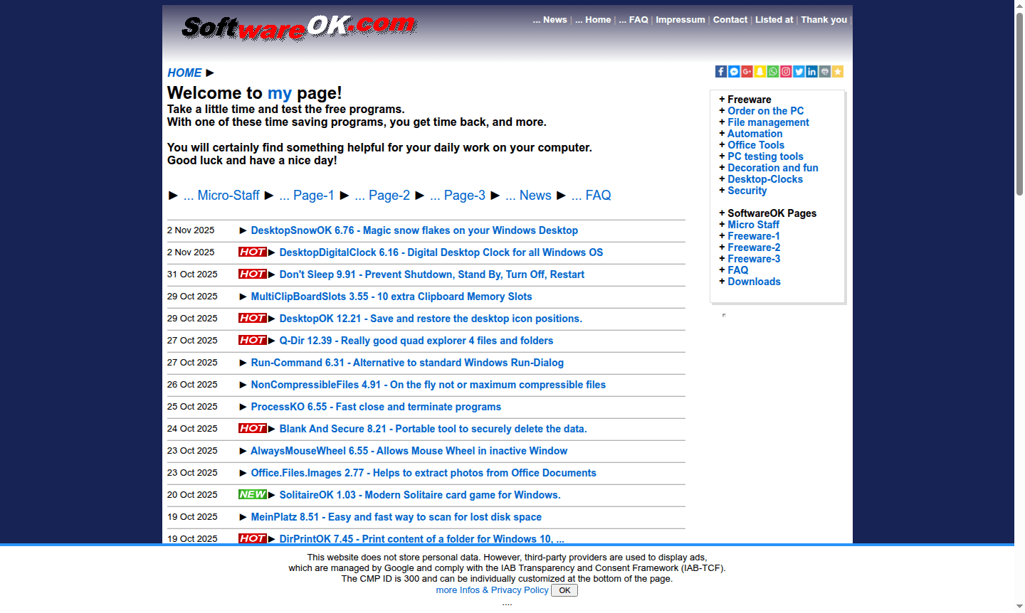 Screenshot of SoftwareOK utilities