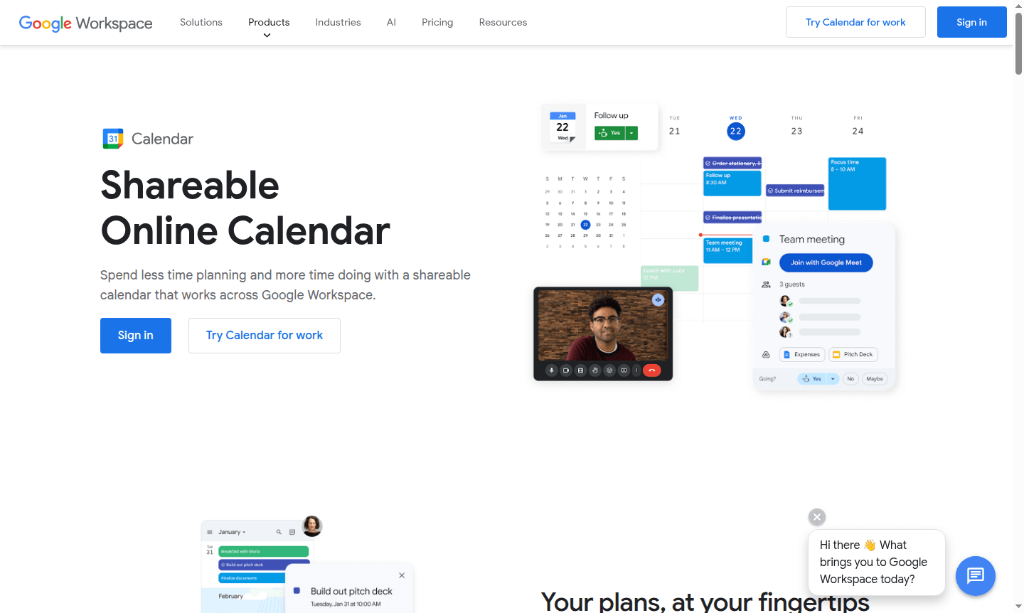 Google Calendar interface