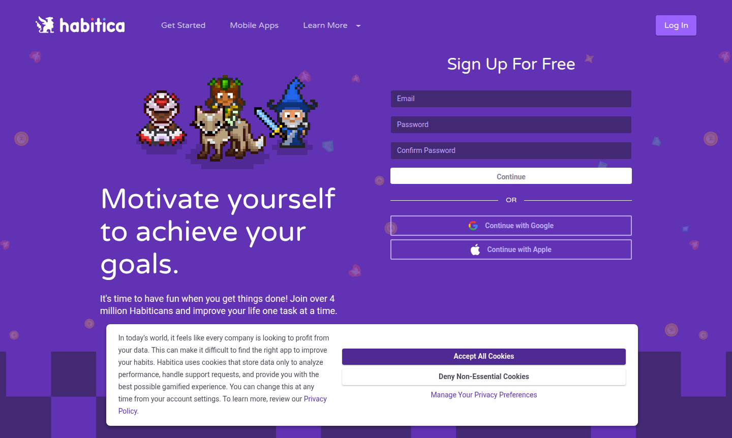 Habitica app interface