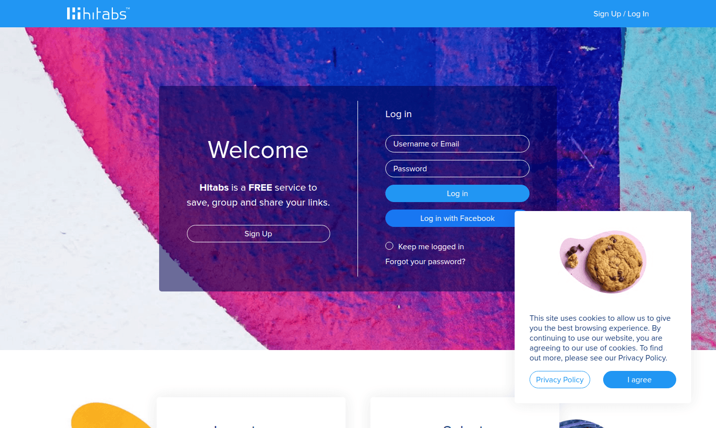 Hitabs thumbnail image showing the interface for link organization