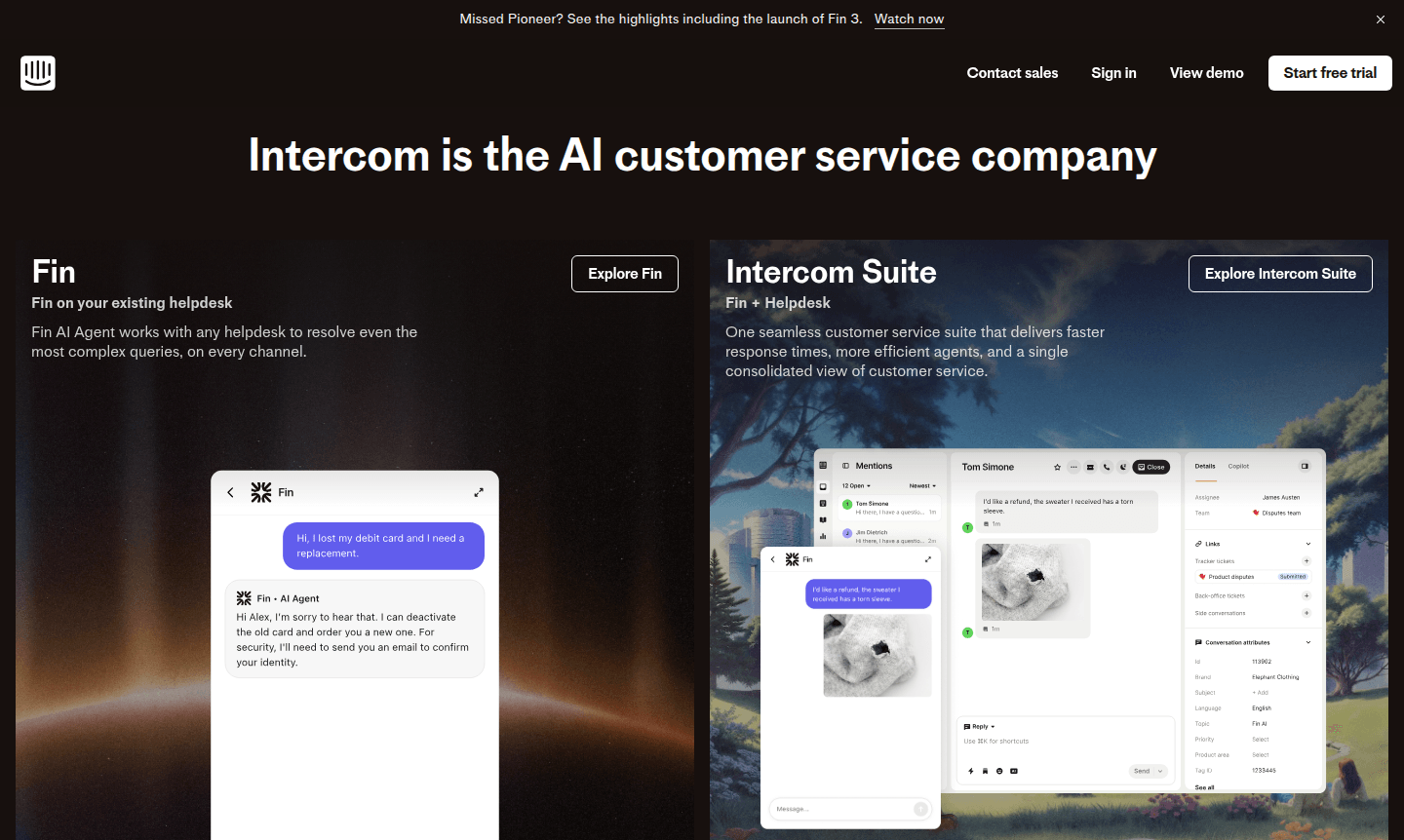 Screenshot of Fin AI Agent interface