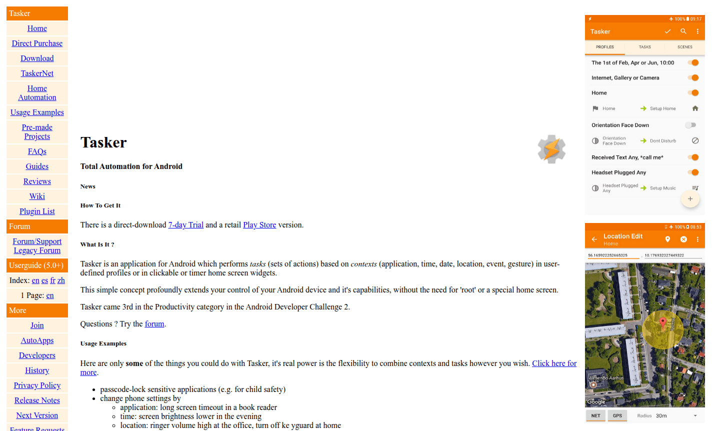 Tasker app interface displaying profiles