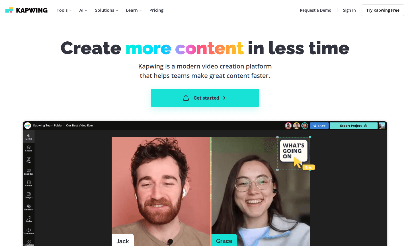 Kapwing video editor interface