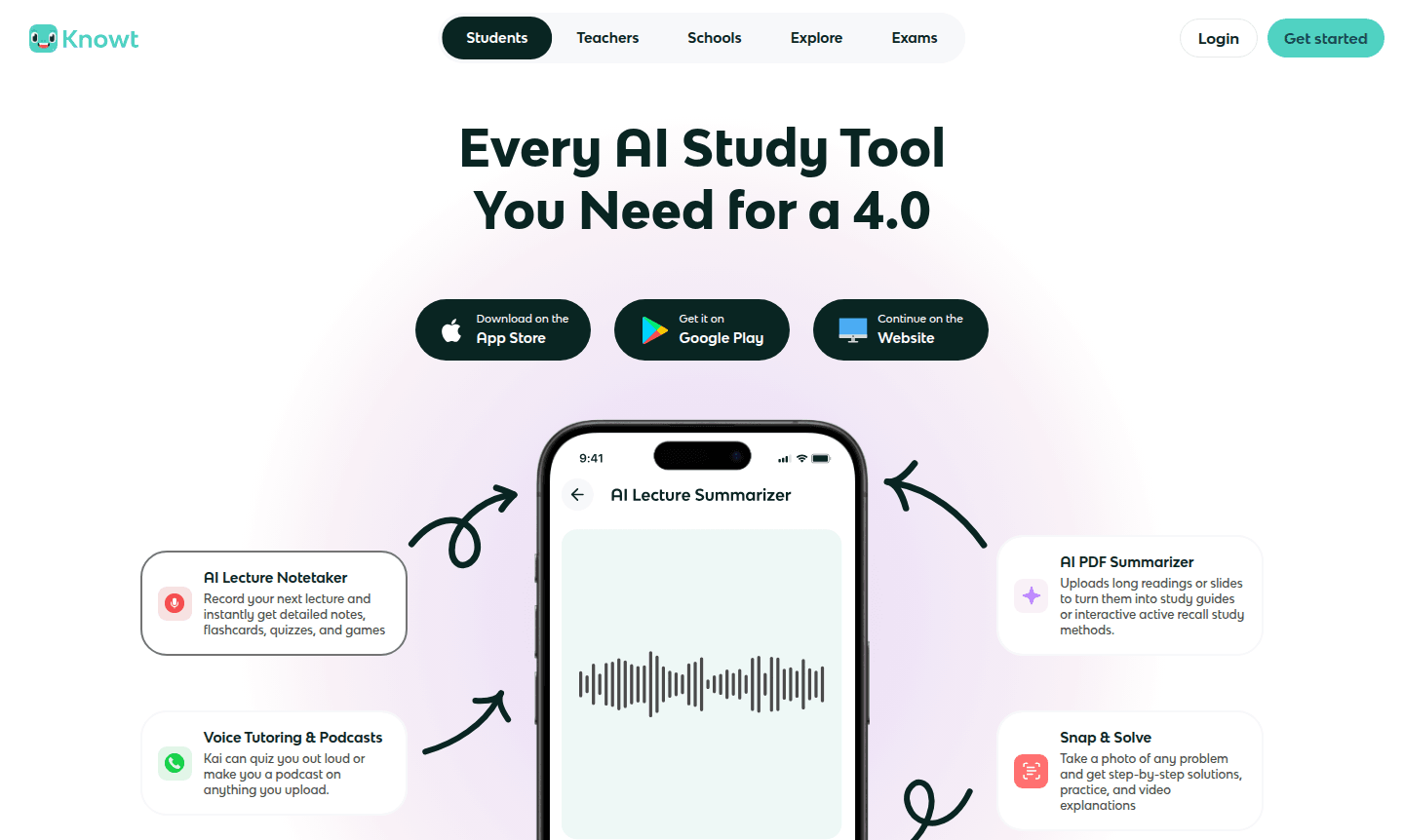 Knowt study tools interface