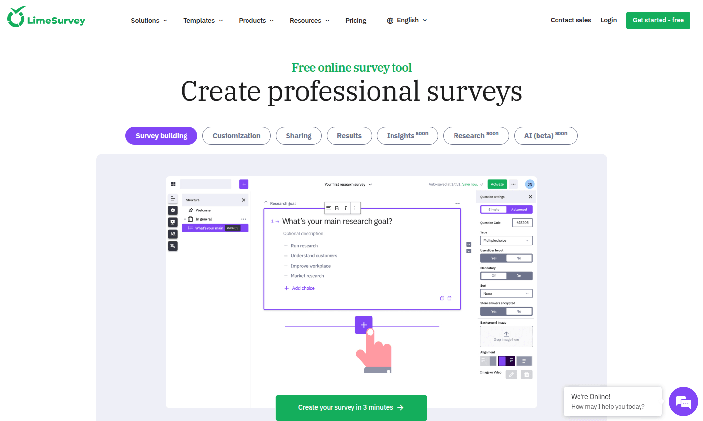 LimeSurvey survey interface