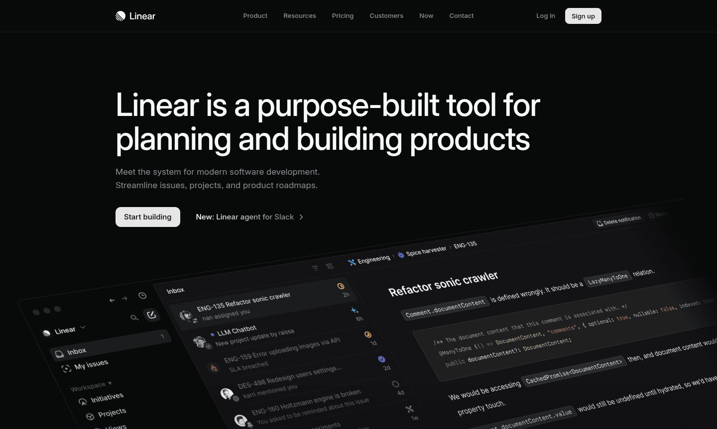 Linear project management interface