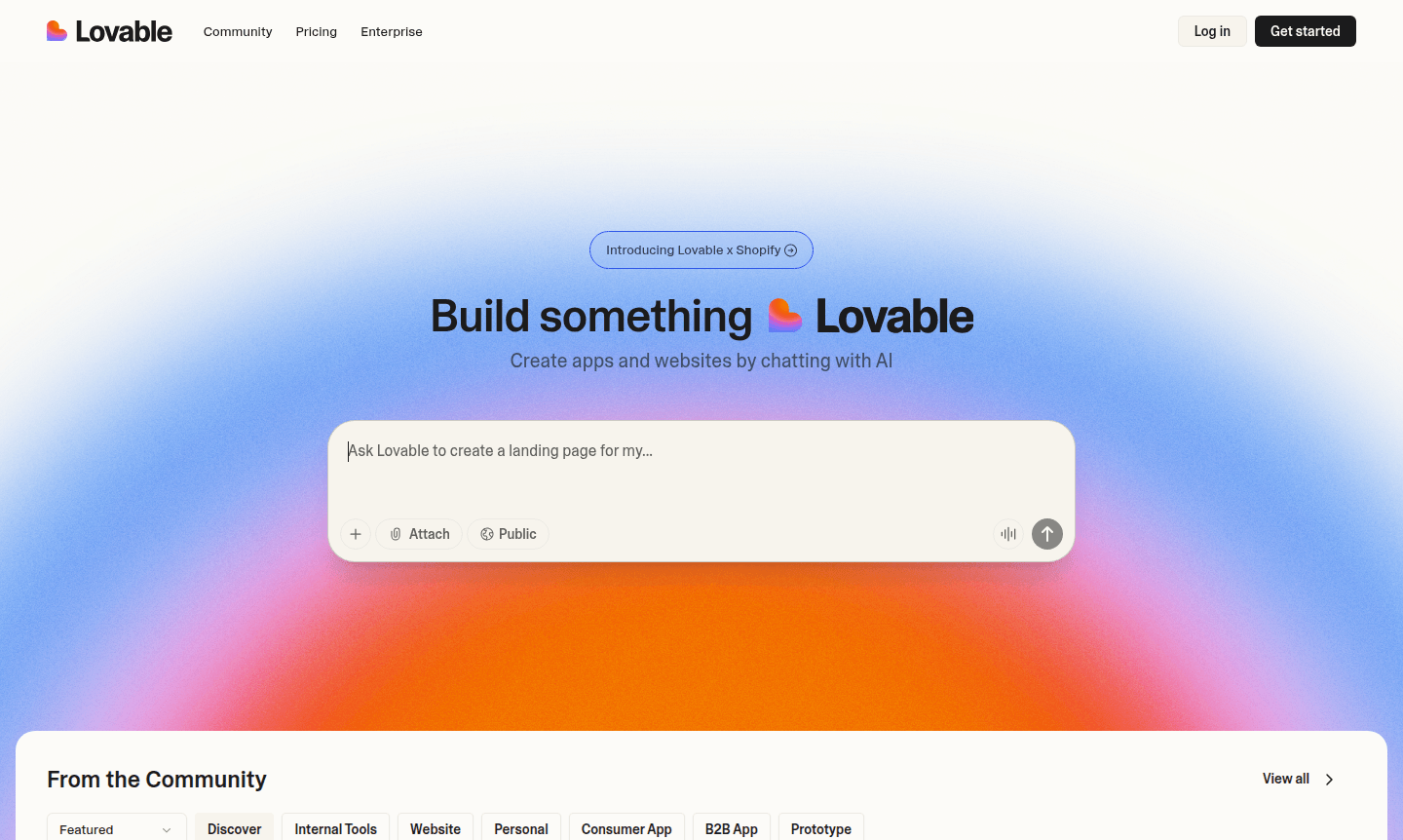 Lovable application development interface