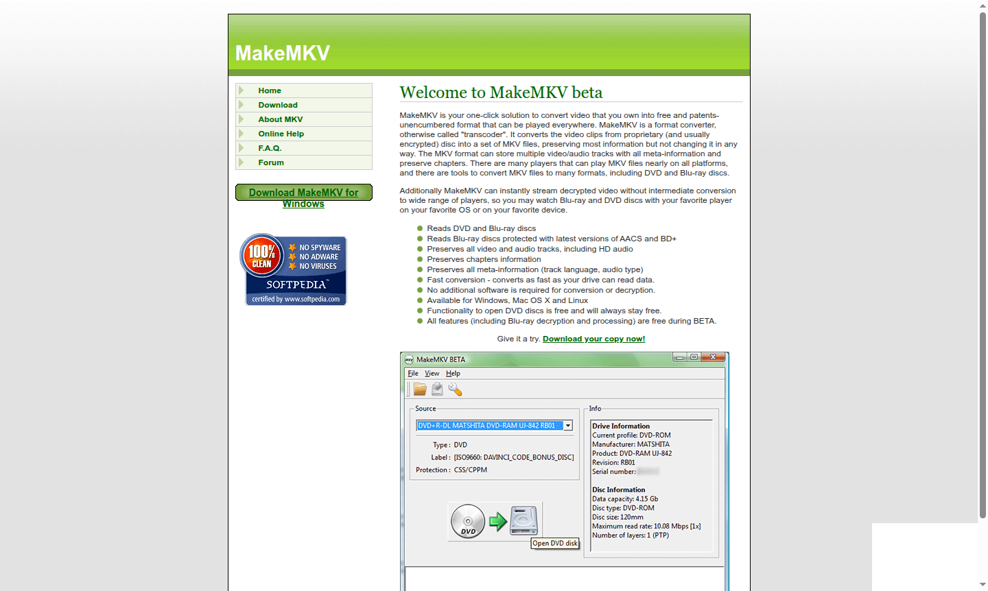 MakeMKV software interface
