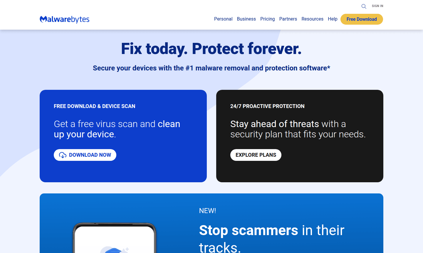 Malwarebytes software interface