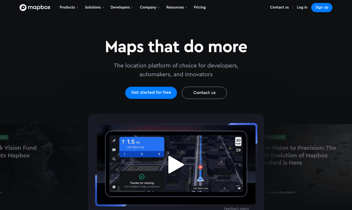 Mapbox application interface