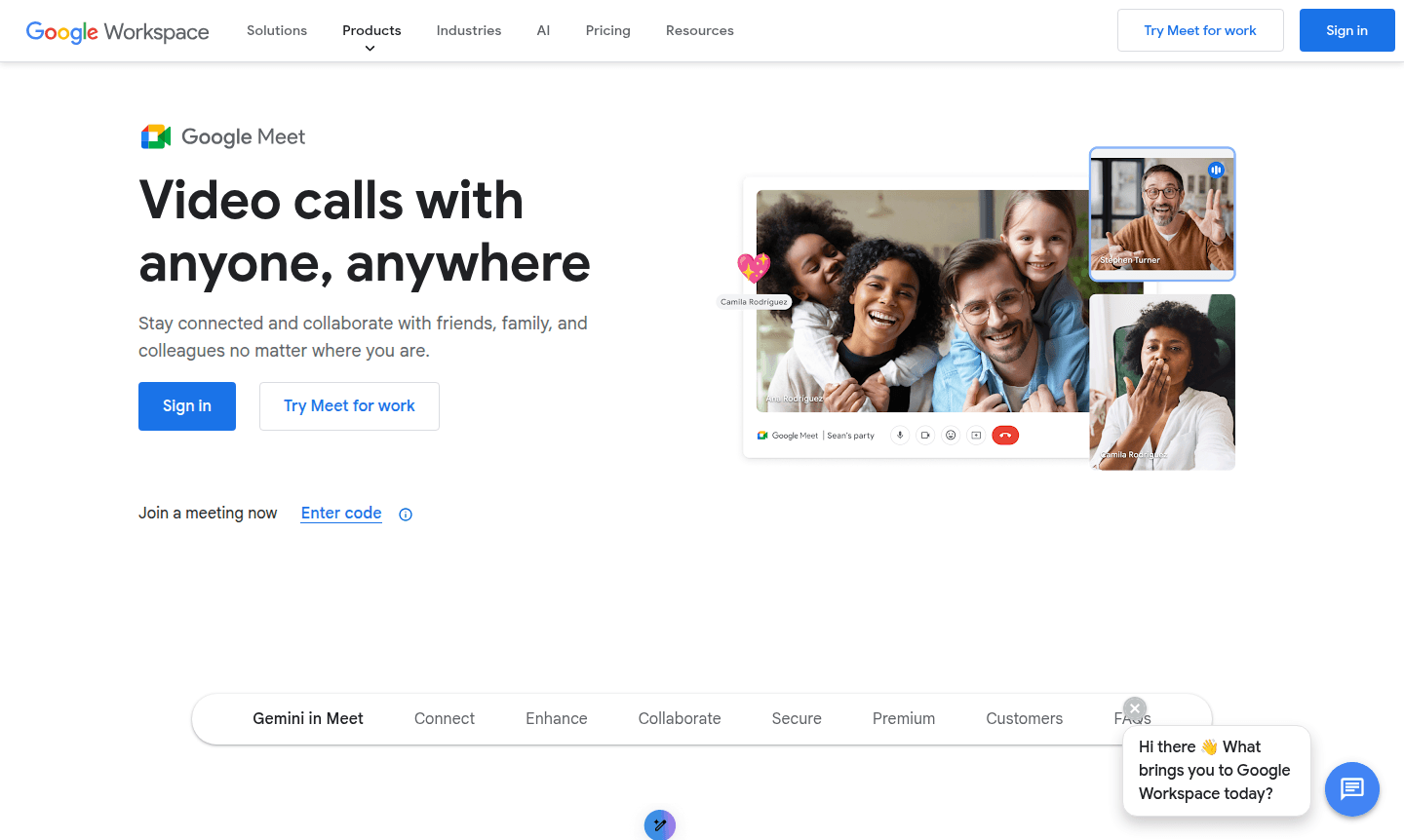 Google Meet video conferencing interface