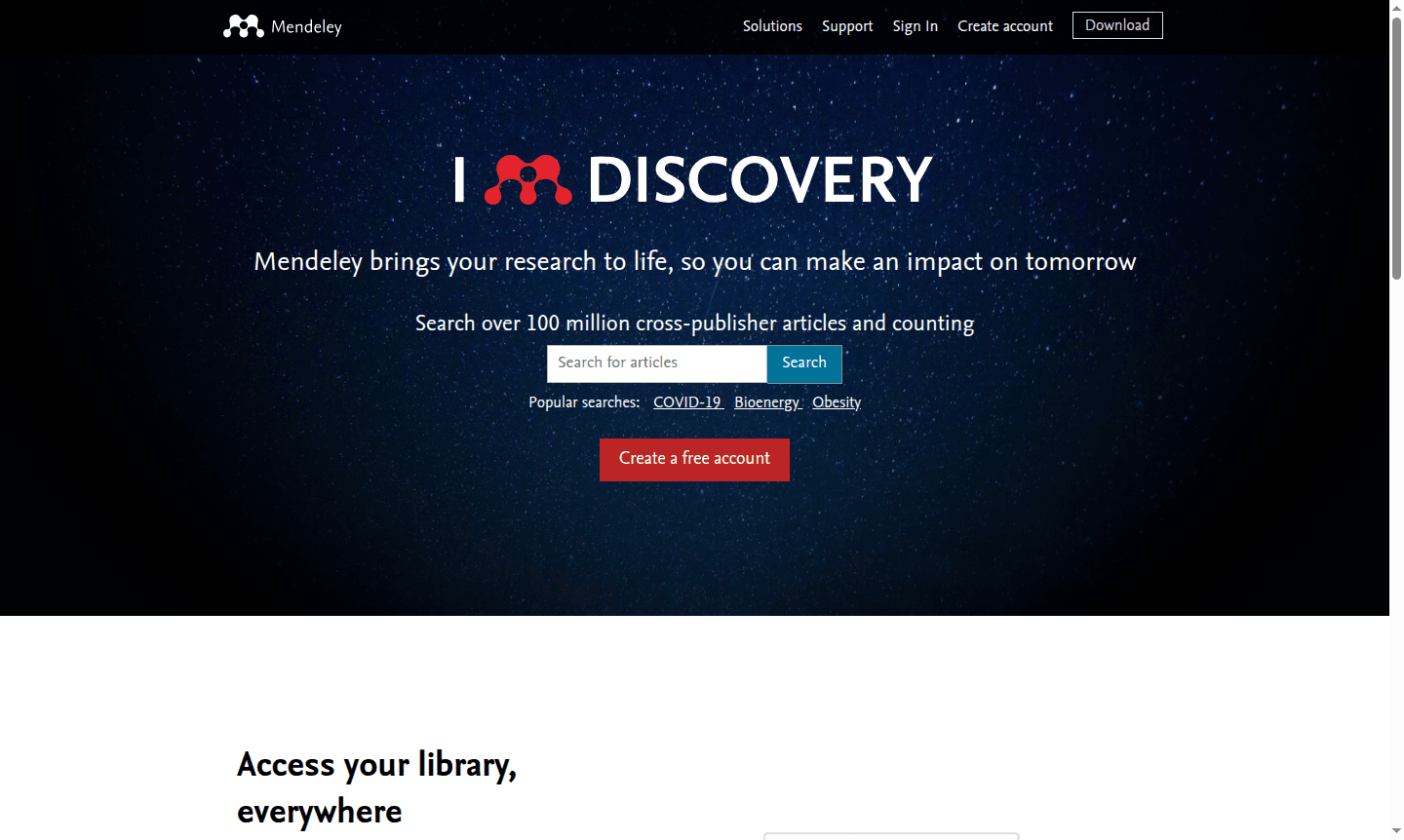 Mendeley reference manager interface
