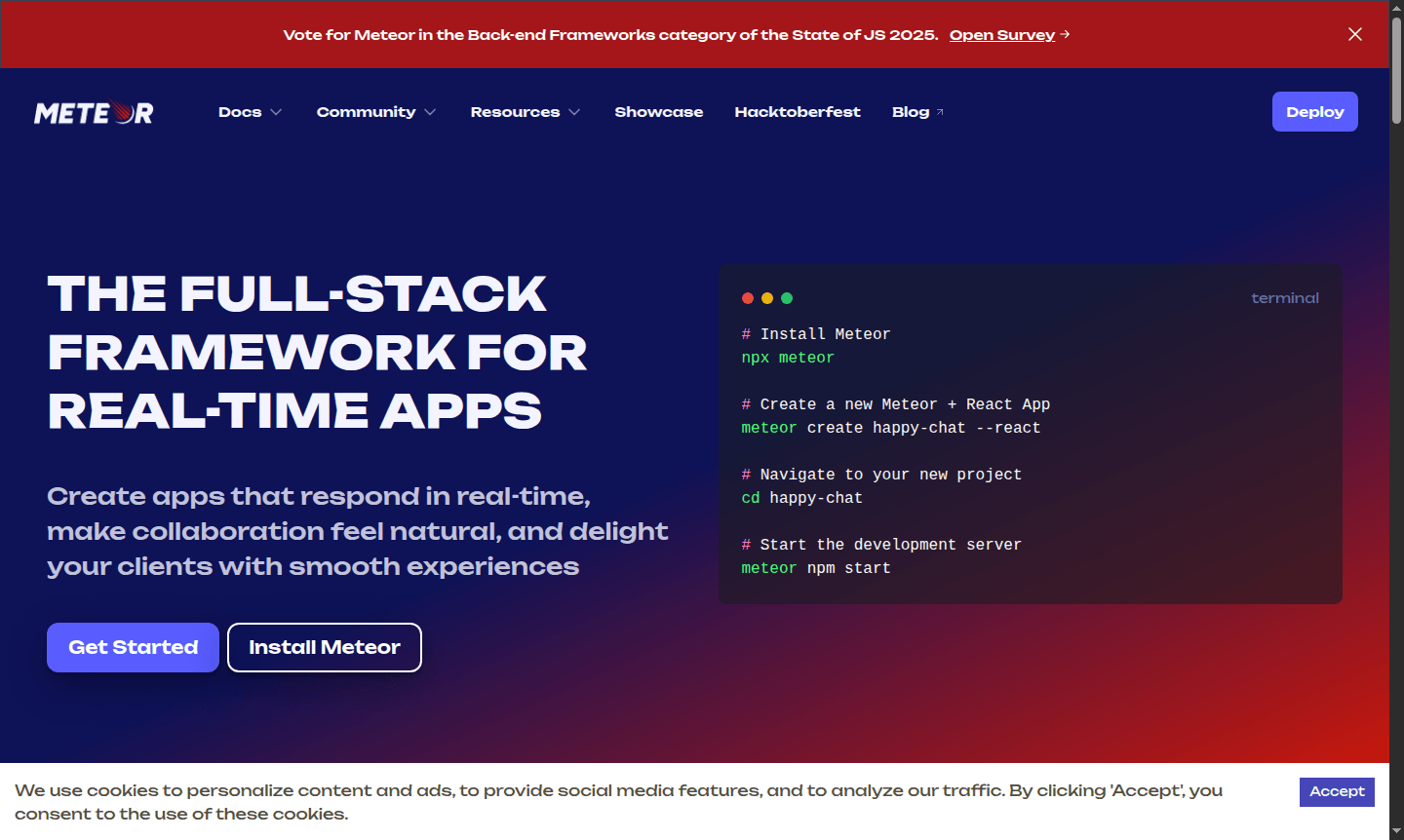 Meteor application interface