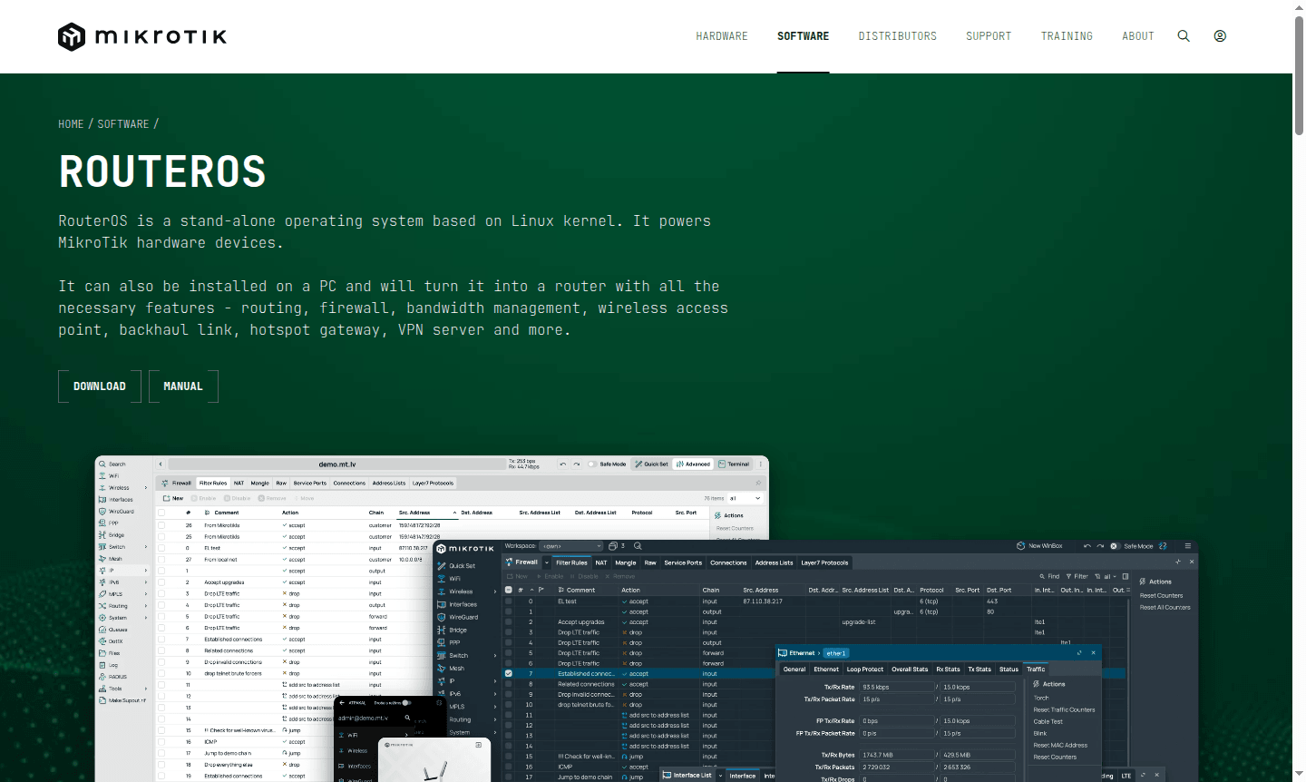 RouterOS management interface